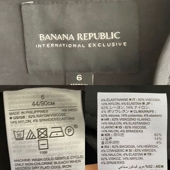 𝅺BANANA REPUBLIC Unstructured Stretch Pointe Blazer Black 4 - Picture 8 of 8